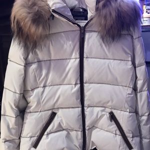 M. Miller Off-White Ski Jacket w/Fur-Trimmed Hood